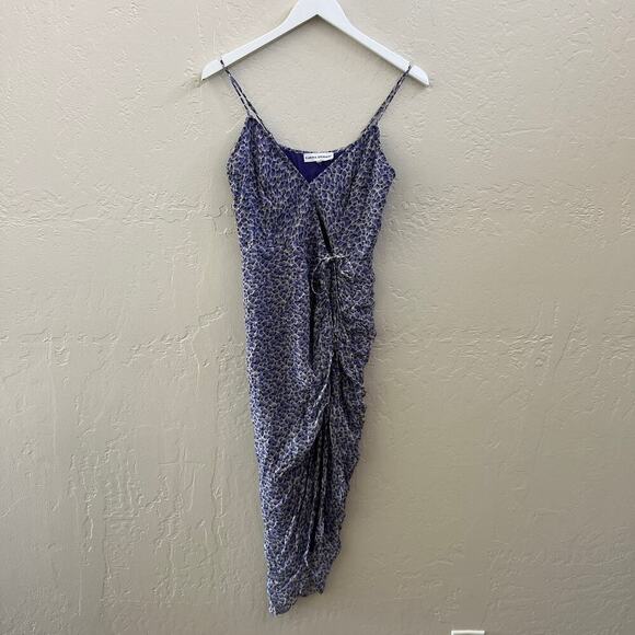 Karina Grimaldi Revolve Blue Floral Ruched Midi Slip Dress - Picture 4 of 7